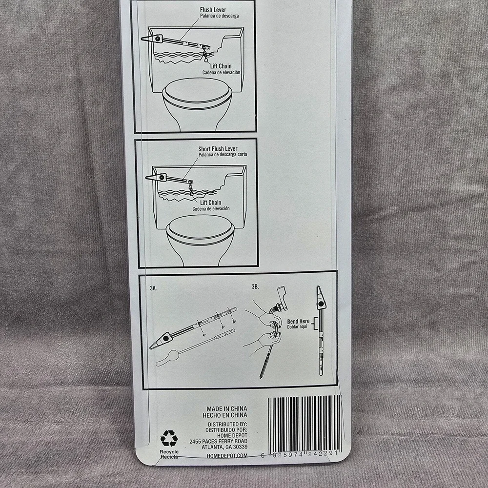 Everbilt Universal Toilet Tank‎ Lever Plastic Handle Arm White Front Angle Mount